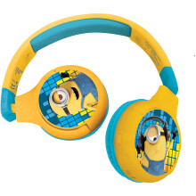 LEXIBOOK Despicable Me 2-in-1 Bluetooth Headphones - Kids Safe 85 dB, Wireless/Wired, Foldable & Adjustable, Yellow | HJ8U