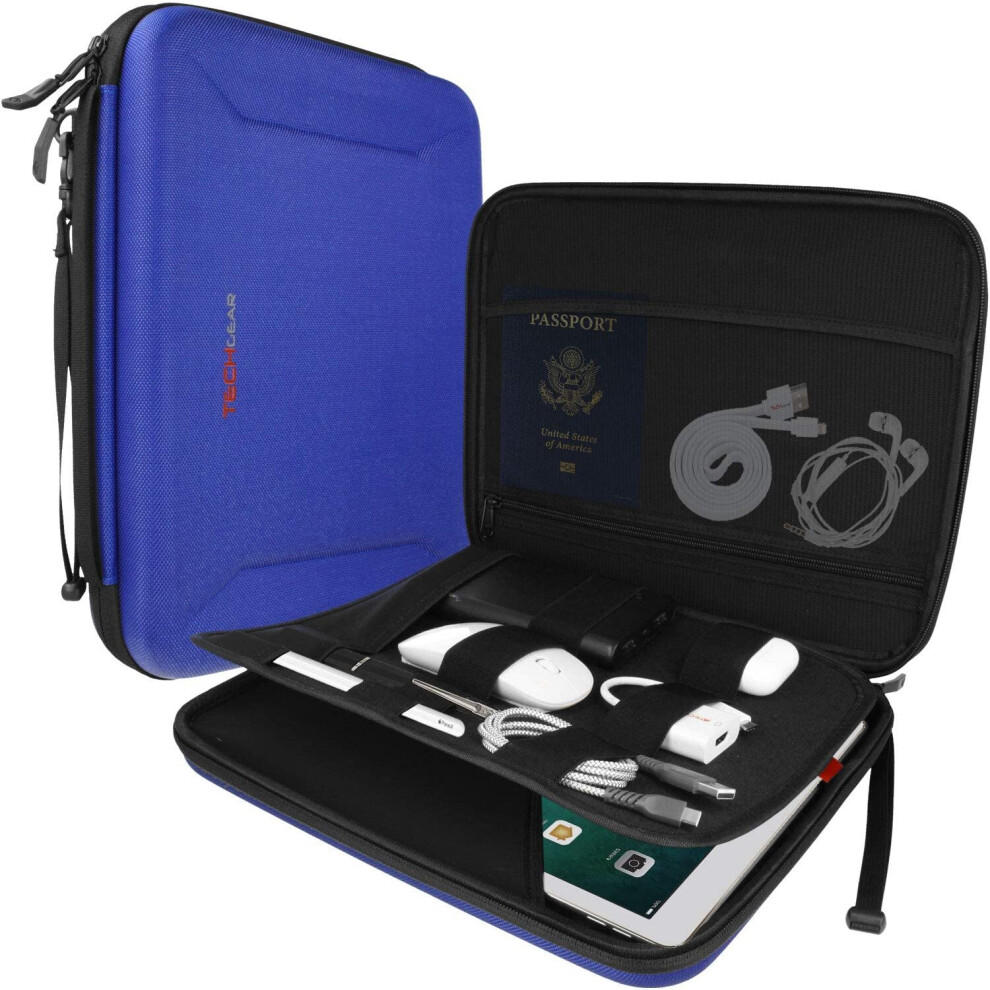 Techgear Portfolio Tablet Sleeve Organiser - Zipped Hard Shell Protective Business Carry Cover Bag Holder Case Fits Ipad Pro...