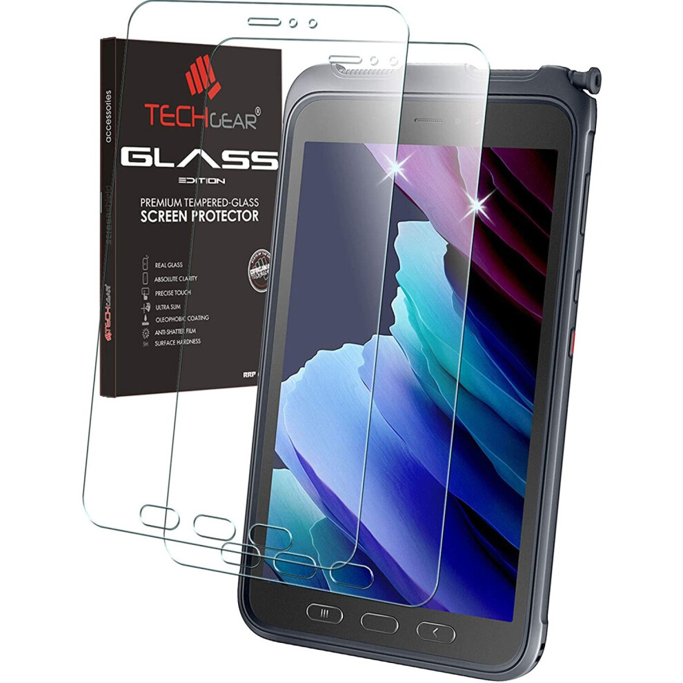 TECHGEAR Galaxy Tab Active 3 8" 2 Pack of GLASS Edition SM-T570 / T575 / T577 Tempered Glass Screen Protectors [9H] [HD...