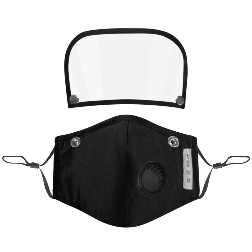 (Black) Kids Cotton Reusable Face Mask With Detachable Eye Shield