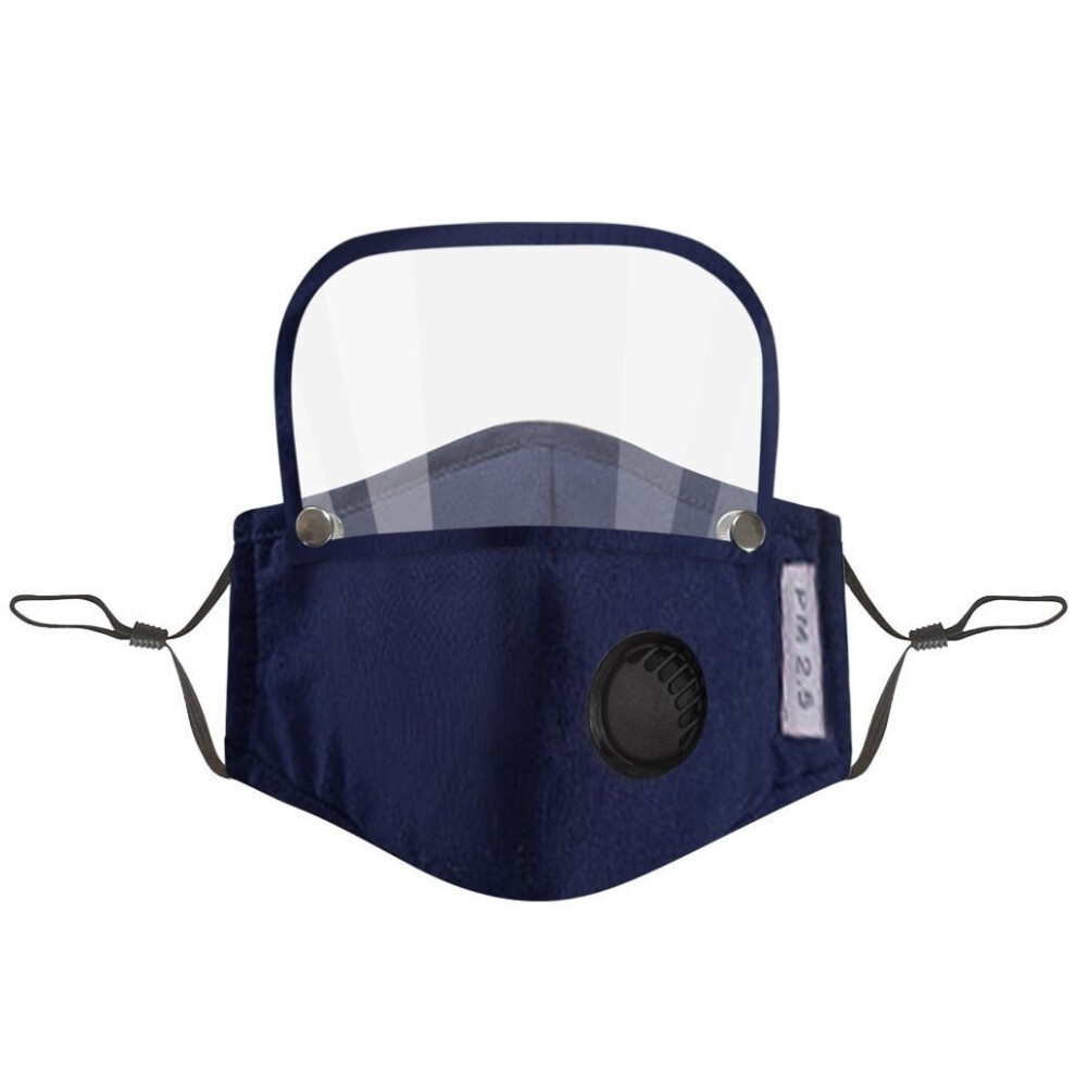 (Blue) Kids Cotton Reusable Face Mask With Detachable Eye Shield