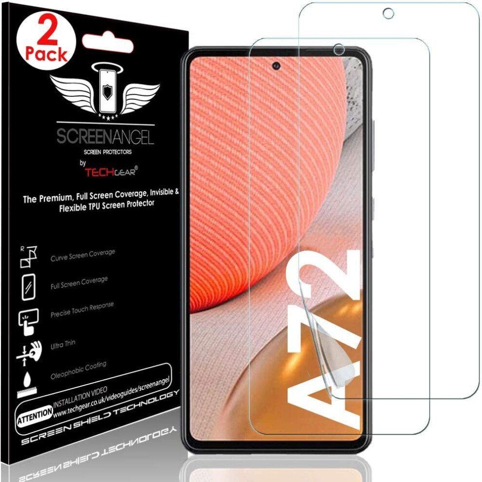 TECHGEAR [2 Pack Screen Protector fits Samsung Galaxy A72 [Screen Angel Edition] [In-Display FingerID Support] [Case Friendly]...