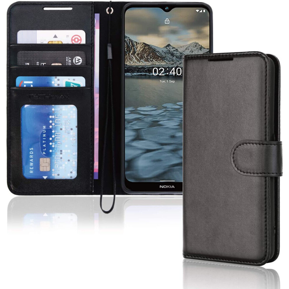 TECHGEAR Case Fits Nokia 2.4 Leather Wallet Case, Flip Protective Case Cover with Wallet Card Holder, Stand and Wrist Strap -...