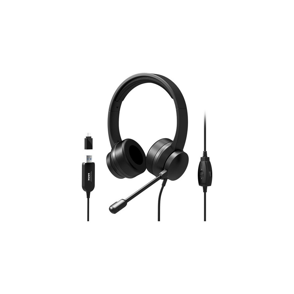 Port Designs 901605 headphones/headset Wired Head-band USB Type-A Black