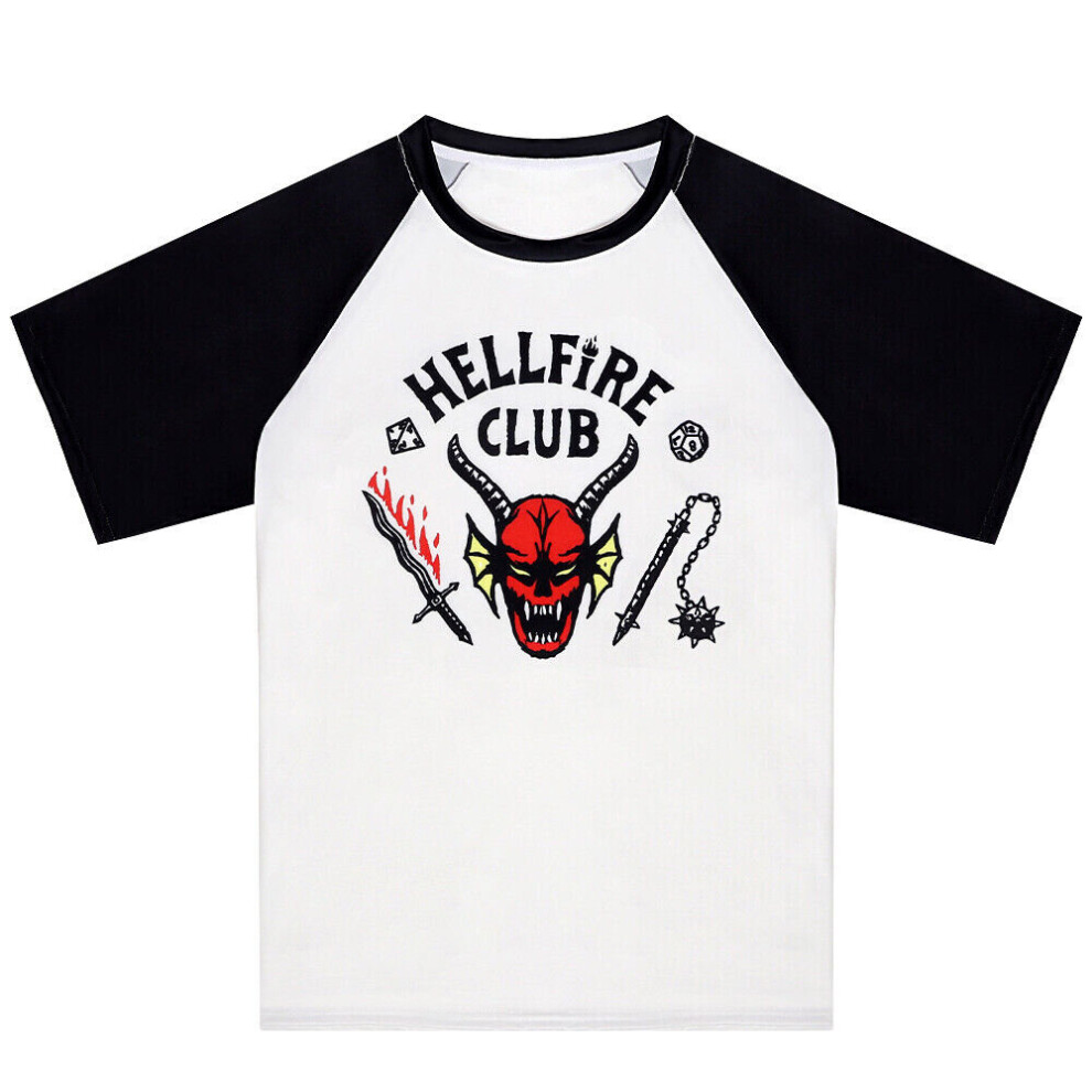 Photos - Fancy Dress Unisex Adults Hellfire Club Top | Stranger Things Season 4 Costume White,Black,Red(M Short Sleeve T-Shirt)
