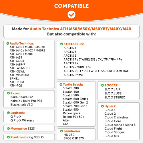 WC Wicked Cushions Upgraded Replacement Earpads for ATH M50X Fits ATH M40X / M50XBT / HyperX