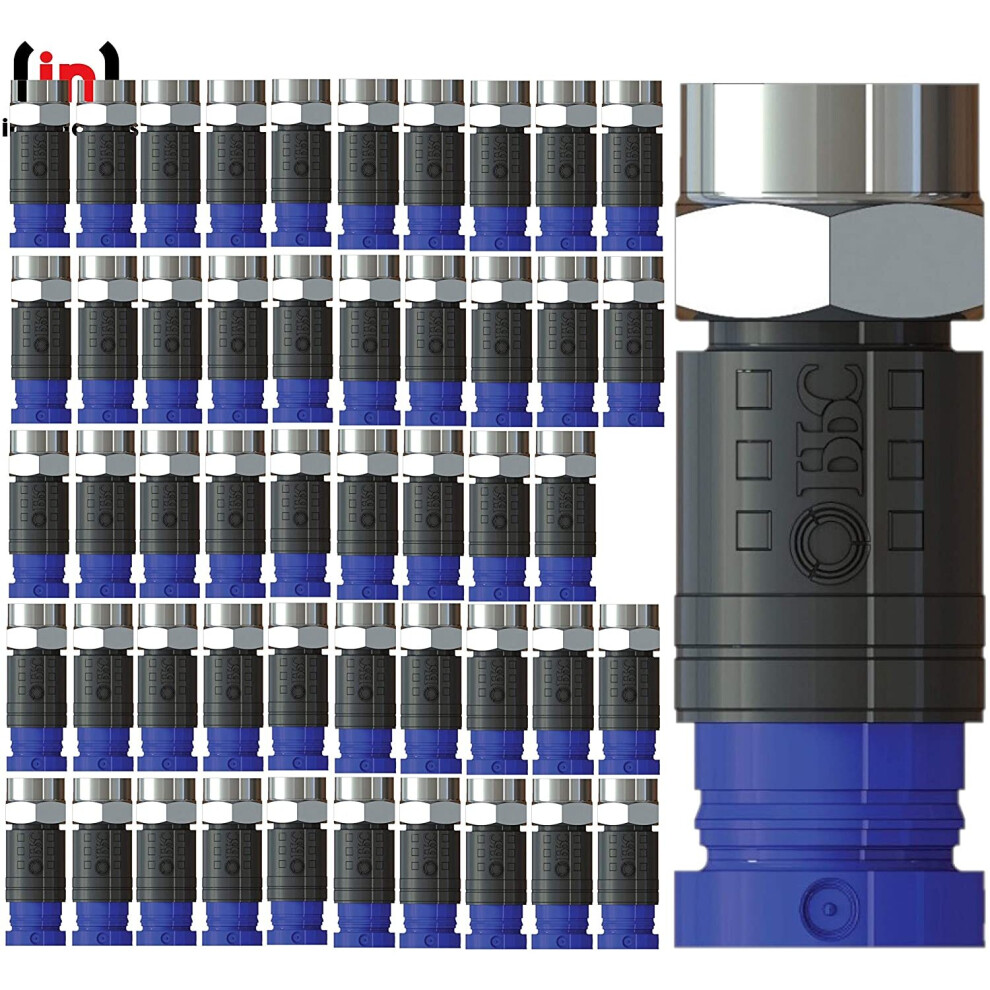 Inbrackets Compression F Connector Professional Cmx100 For Ct100 Wf100 Coaxial Coax Satellite Aerial Cable (50 Pack) 5060793920065