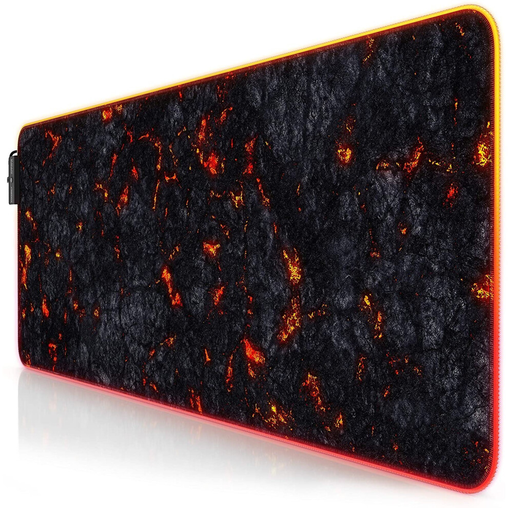 TITANWOLF XXL RGB Gaming Mouse Mat Pad - 800x300mm - XXXL Extended Large LED Mousepad - 11 Multi colors and effect modes - Non...