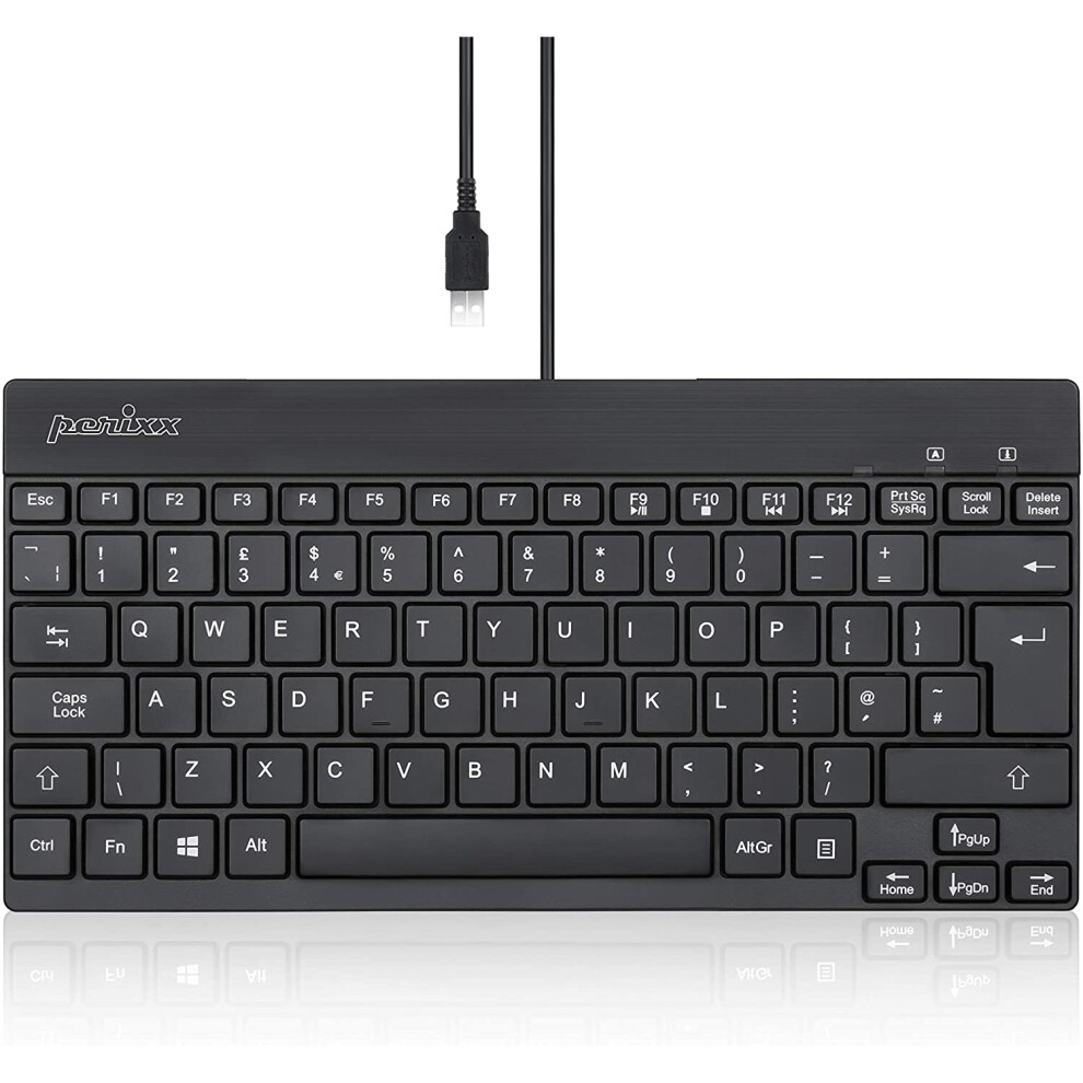 Perixx Periboard-426 Wired Usb Mini Keyboard, Qwerty Uk, Black 4049571003207