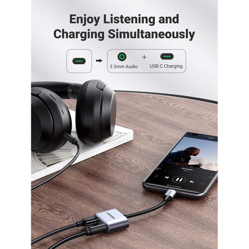 Adattatore audio USB-C - USB-C + mini jack da 3,5 mm - grigio 1