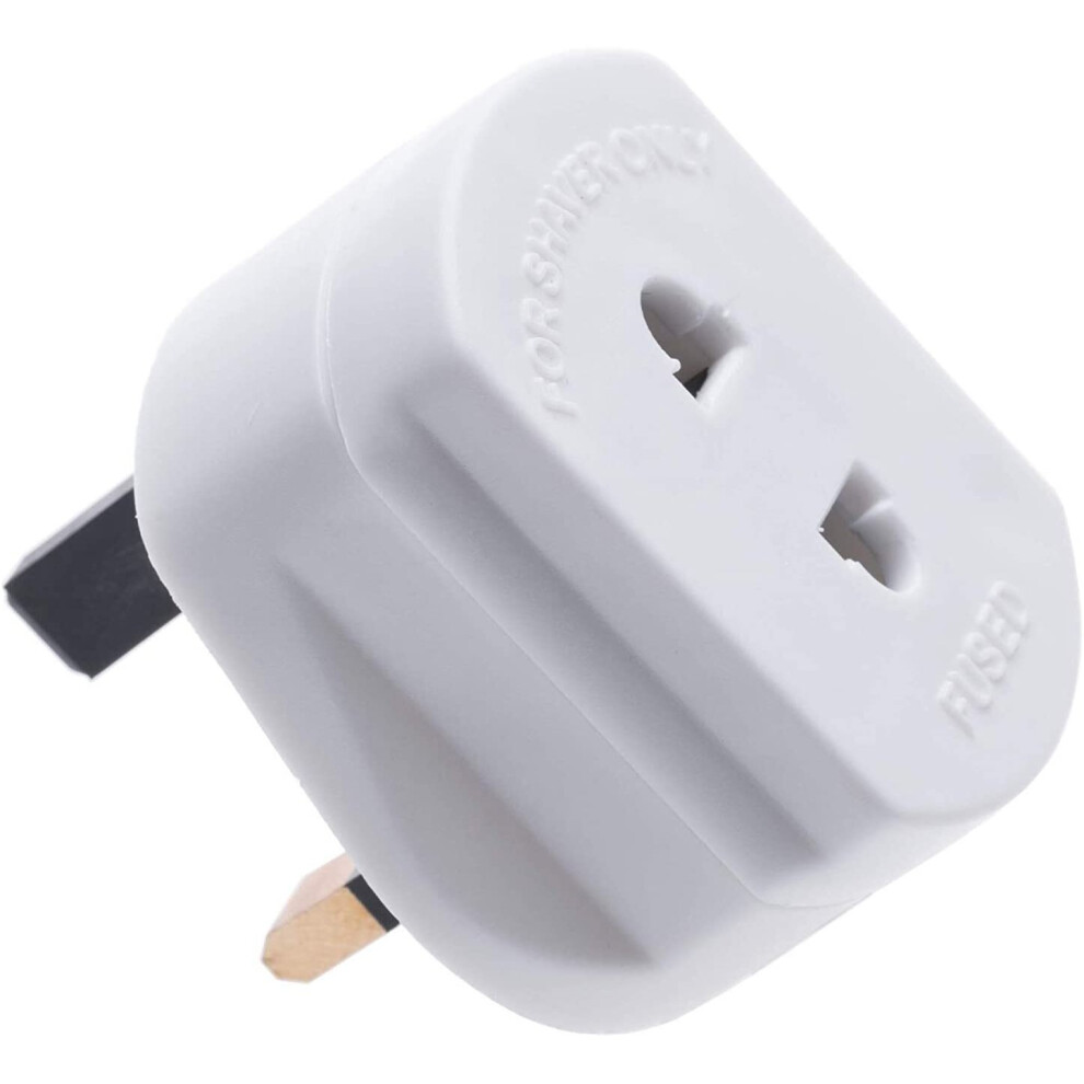 White UK 2 Pin To 3 Pin 1A Fuse Adaptor Plug For Shaver/Toothbrush by Xommerce