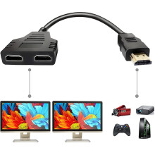 HDMI Splitter Adapter Cable - HDMI Cable Splitter 1 in 2 Out HDMI Male to Dual HDMI Female 1 to 2 Way for HDMI HD, LED, LCD,...