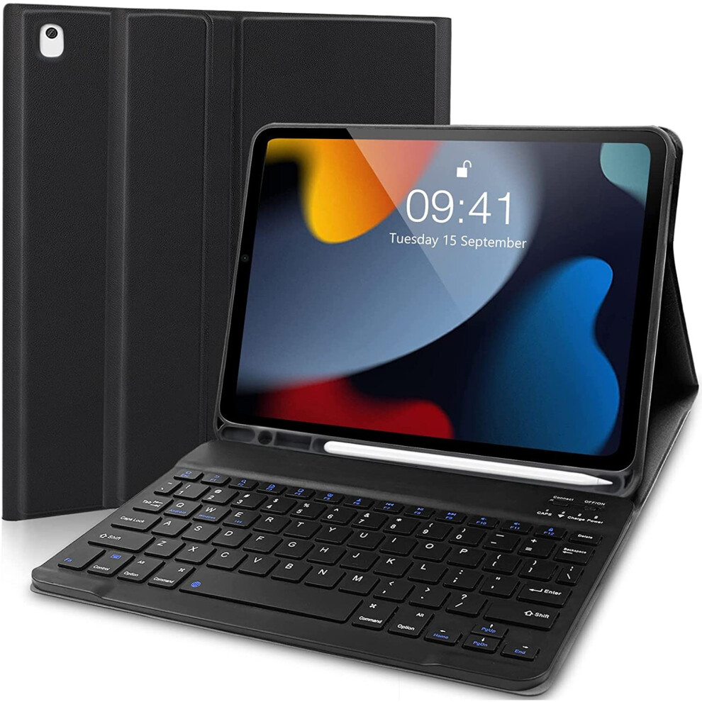 New iPad 10.2 Keyboard Case 9th Generation(2021)/ 8th Gen(2020)/ 7th Gen(2019), Slim Shell Lightweight Smart Case with...