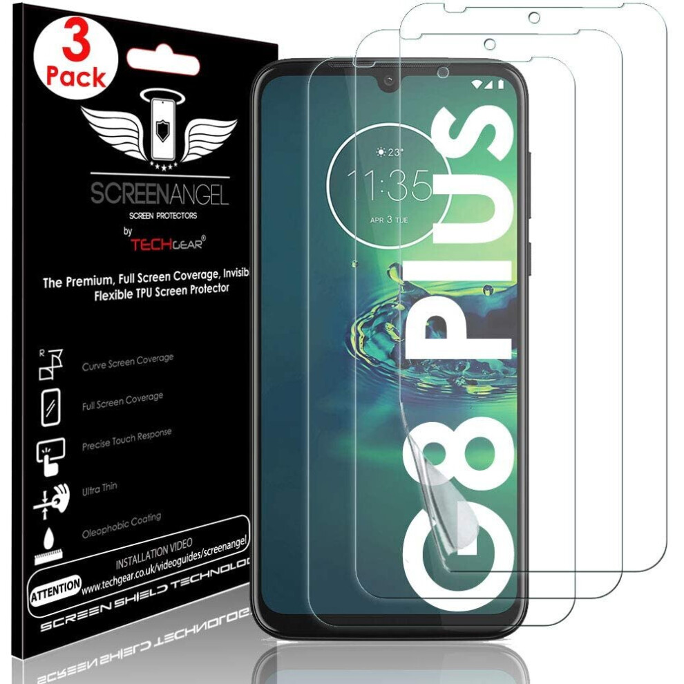 Techgear [3 Pack Moto G8 Plus Screen Protectors [Screen Angel Edition] [Case Friendly] [Bubble Free] [Full Screen Coverage] Hd...
