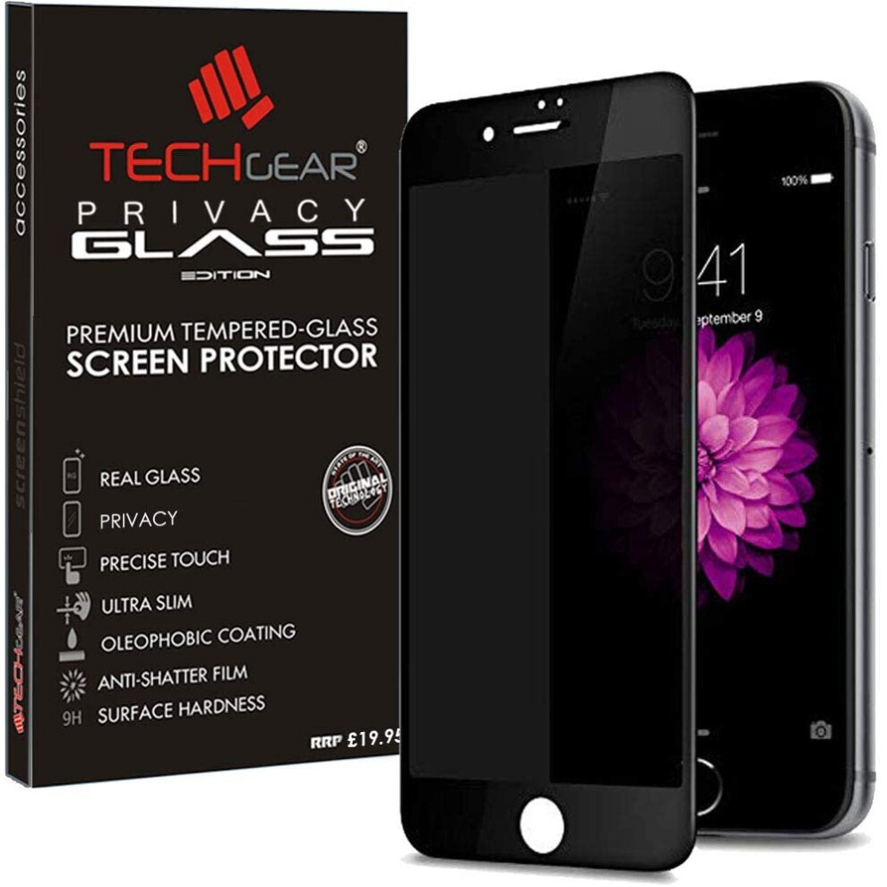 TECHGEAR Anti Spy Screen Protector for iPhone 8/7 / 6 / 6s 4.7" - PRIVACY 3D GLASS Edition Genuine Tempered Glass Full Screen...