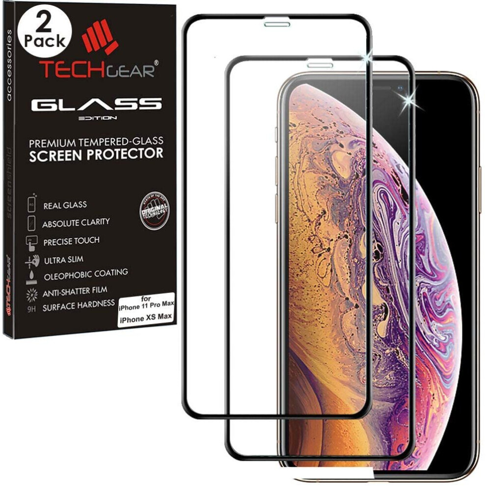 TECHGEAR [2 Pack Screen Protectors Compatible with Apple iPhone 11 Pro Max, iPhone XS Max [FULL Screen Adhesion] & [Full...