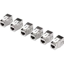 TRENDnet Shielded Cat6A Keystone Jack – 6-Pack, 180 Angle Termination, Colour-Coded Labelling for T568A & T568B Wiring, TC-K06C6A
