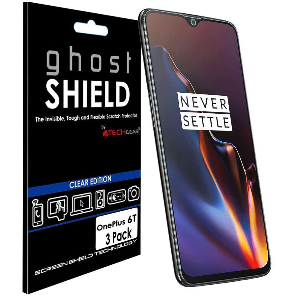 TECHGEAR [3 Pack] Screen Protectors for OnePlus 6T [ghostSHIELD Edition] Genuine Reinforced TPU Screen Protector Guard Covers...