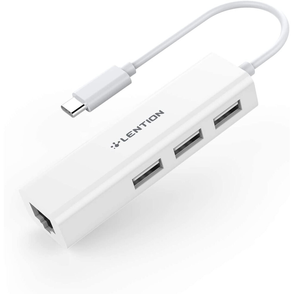 LENTION USB C to 3 USB 2.0 Ports Hub with RJ45 Ethernet LAN Adapter Compatible 2020-2016 MacBook Pro 13/15/16, New Mac Air,...