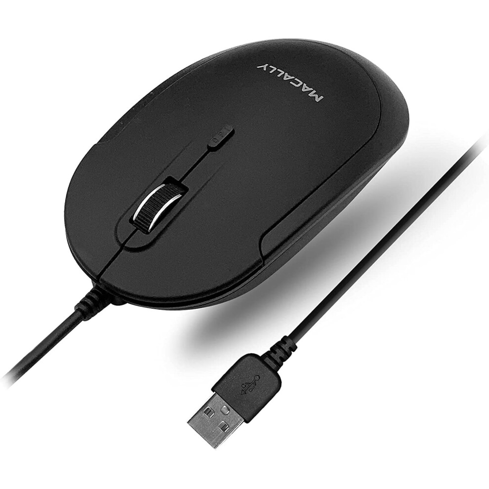 Macally Silent Wired Mouse - Slim & Compact USB Mouse for Apple Mac or Windows PC Laptop/Desktop - Designed with Optical Sensor...