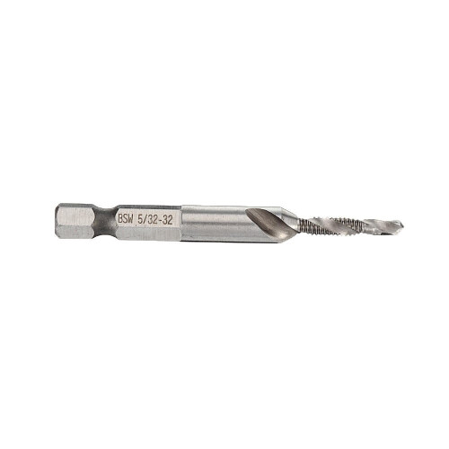 (3/8) 1/8-3/8 Inch BSW Thread HSS Combination Drill Tap Bit 1/4 Hex Shank Deburr Countersink 2