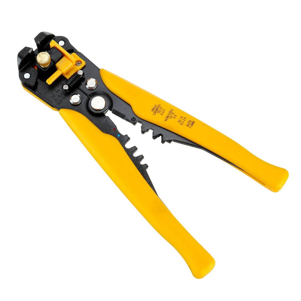 (Yellow) Self-Adjusting Insulation Wire Stripper Cutter Crimper Terminal Tool Cable Pliers