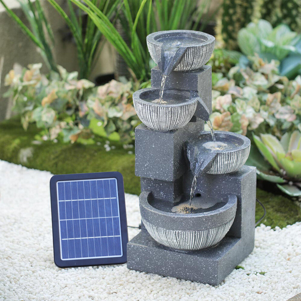 Solar Powered Water Feature Garden Fountain LED Lights Statues In/Outdoor Decor