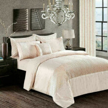 (Beige , King) Luxury 3 Piece Crushed Velvet Atlanta Duvet Cover
