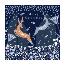 Jumping Reindeer Foiled Christmas Card Woodmansterne Xmas Cards