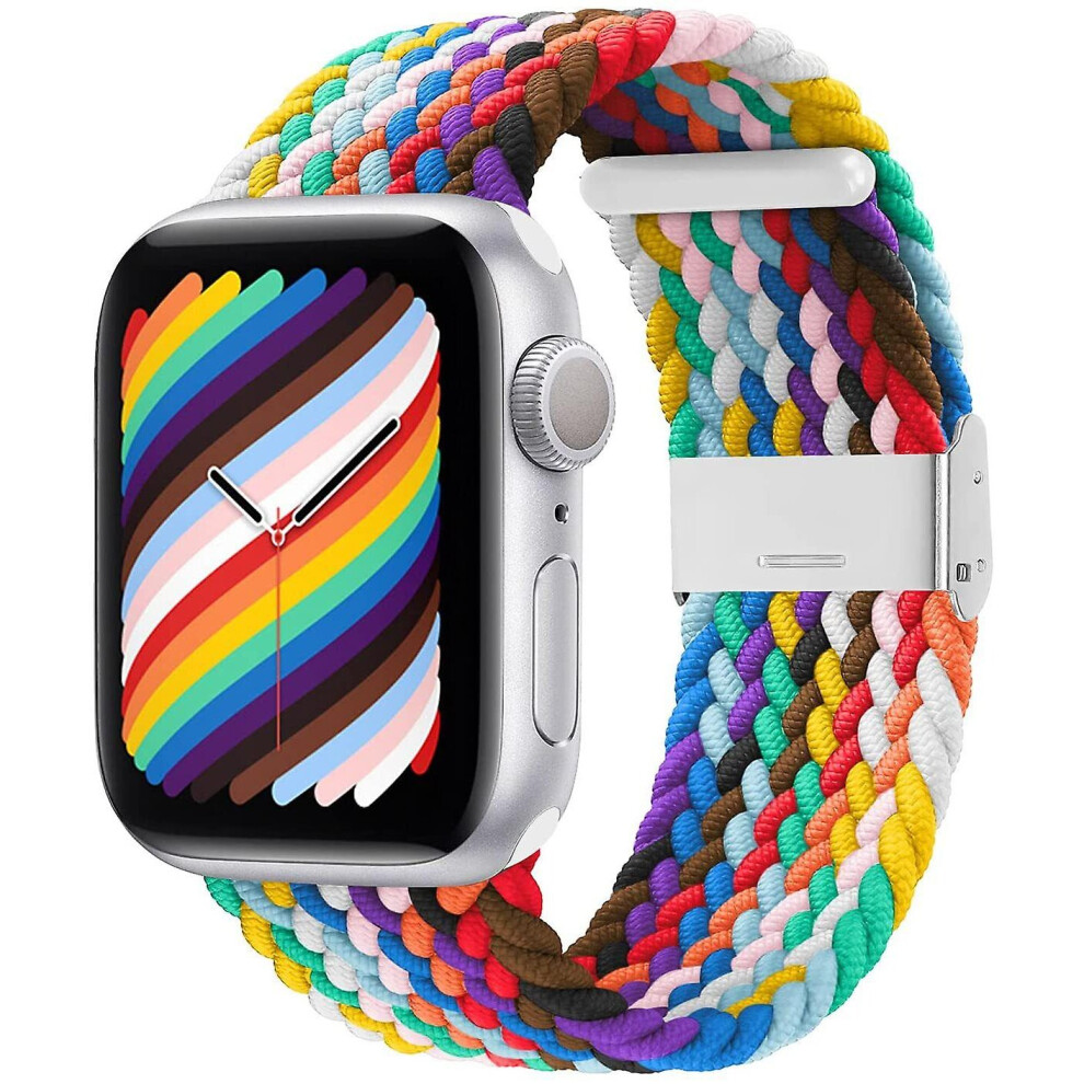 (Rainbow Colors, 38 40Mm) Braided Band With Buckle Compatible With Apple Watch Adjustable Solo Loop Not,Specified 768634681568