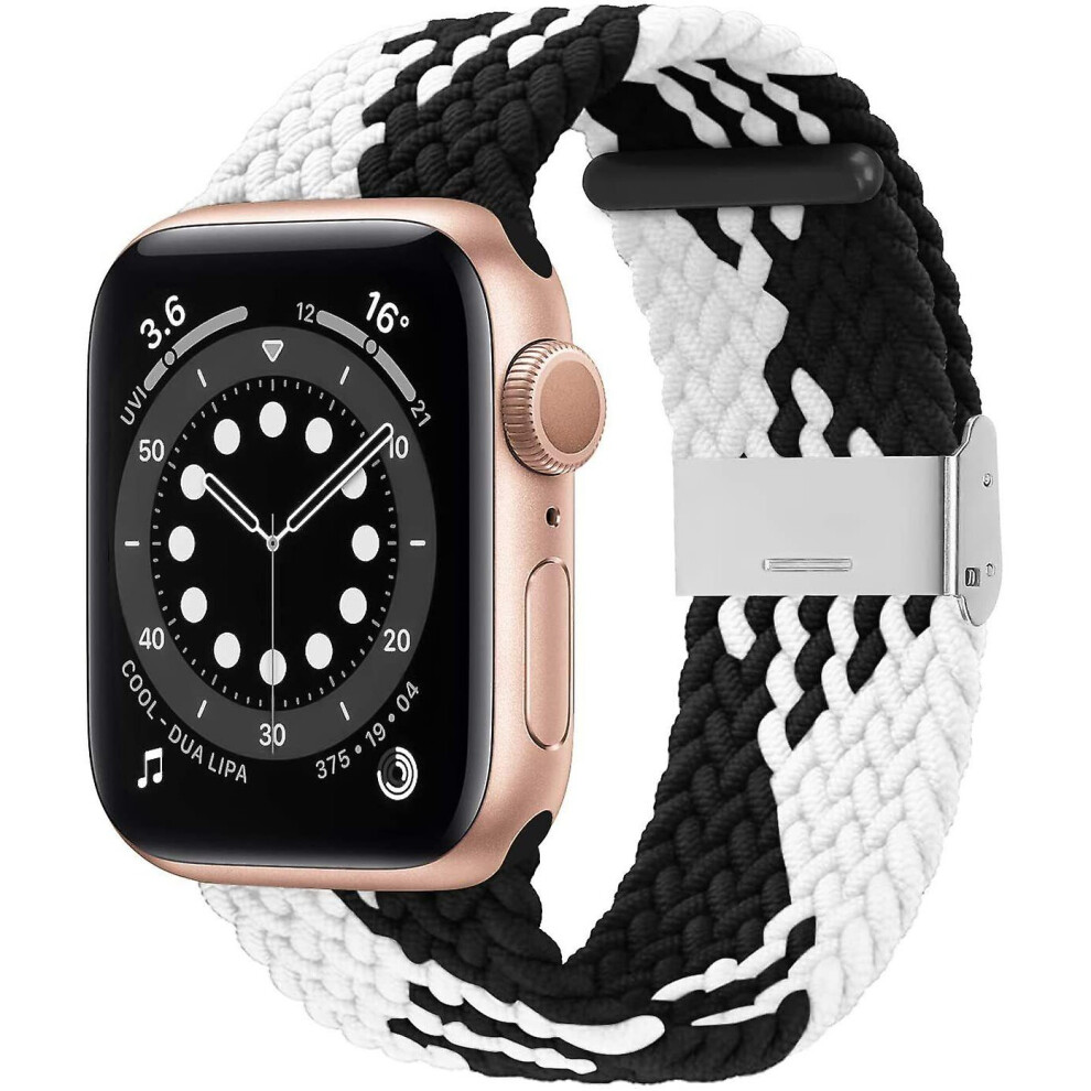(Black And White, 42 44Mm) Braided Band With Buckle Compatible With Apple Watch Adjustable Solo Loop White,Black,Not,Specified 768634681414