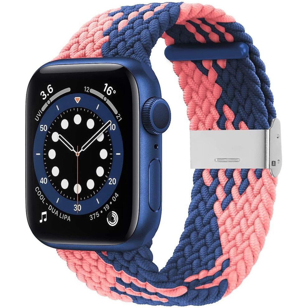 (Pink And Blue, 42 44Mm) Braided Band With Buckle Compatible With Apple Watch Adjustable Solo Loop Blue,Pink,Not,Specified 768634681445