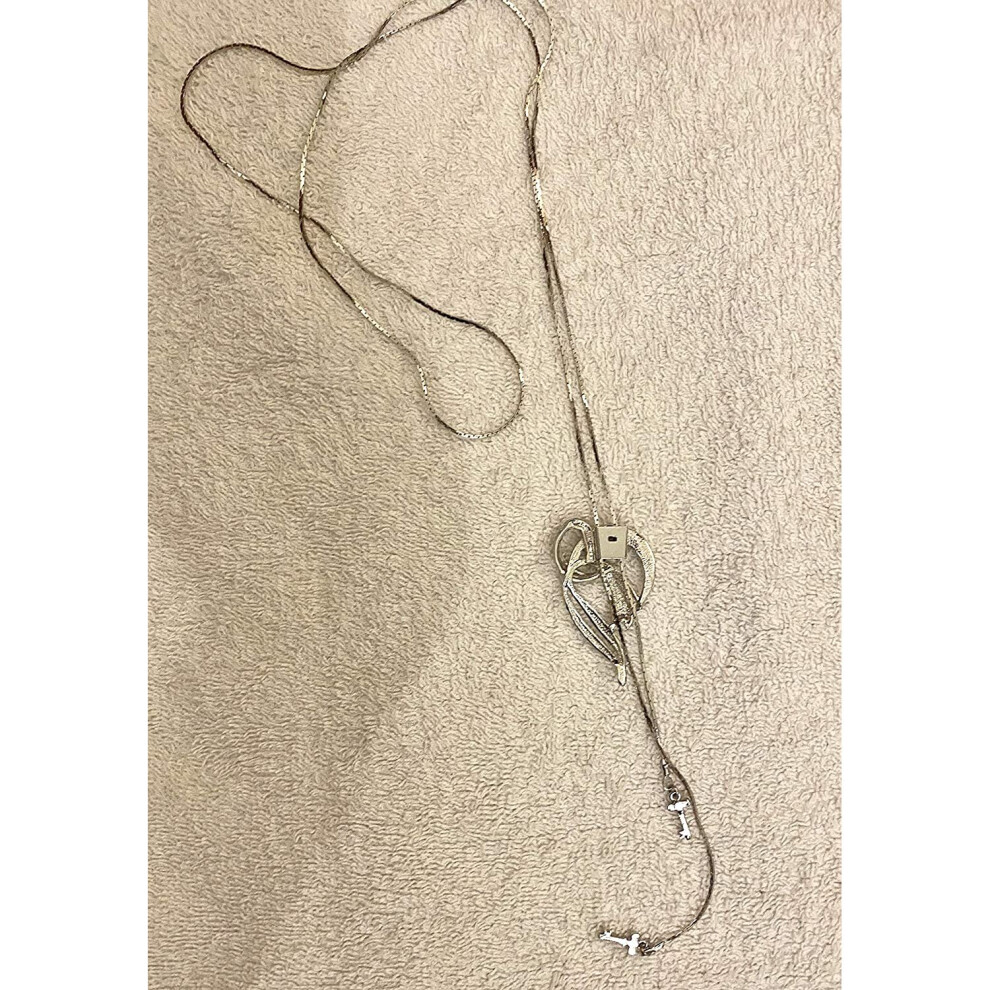 D Silver Necklace/Chain with Stones and Keys - Designer Style Jewelry