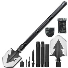 (Black) Survival Shovel Folding Camping Shovel Multifunctional Tactical Shovel