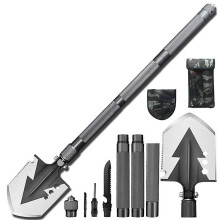(Grey) Survival Shovel Folding Camping Shovel Multifunctional Tactical Shovel
