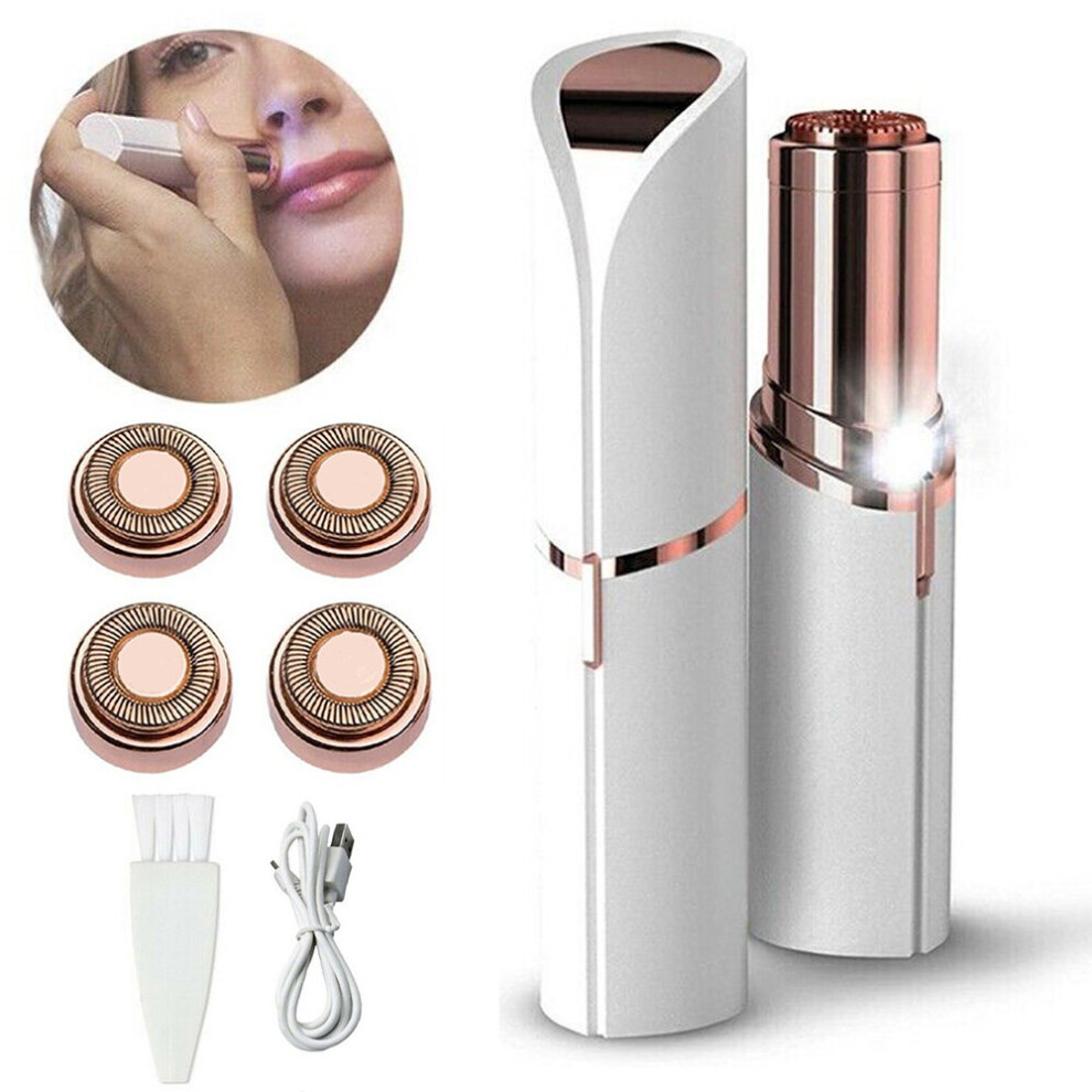 Womens Facial Hair Remover with 4 Replacement Heads, USB Rechargeable