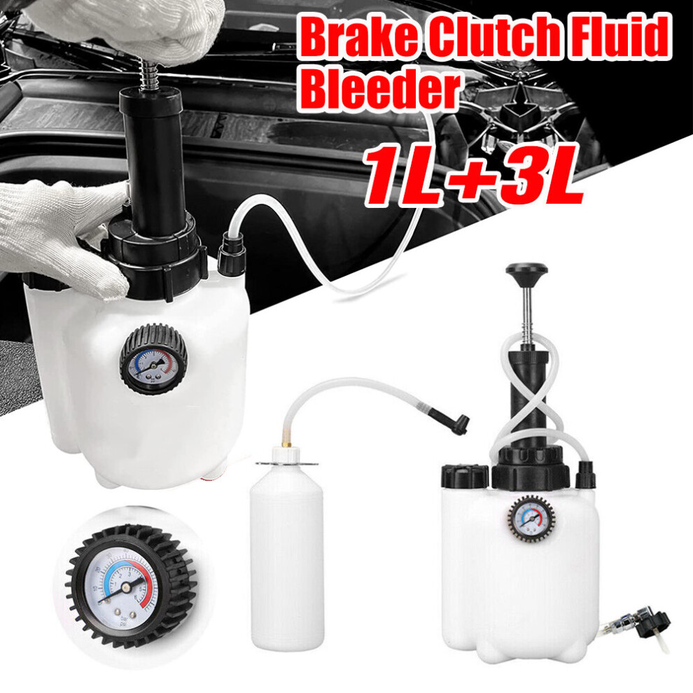3L Car Brake Fluid Bleeder Bleeding Fluid Tool W/ Pressure Gauge 097239106641