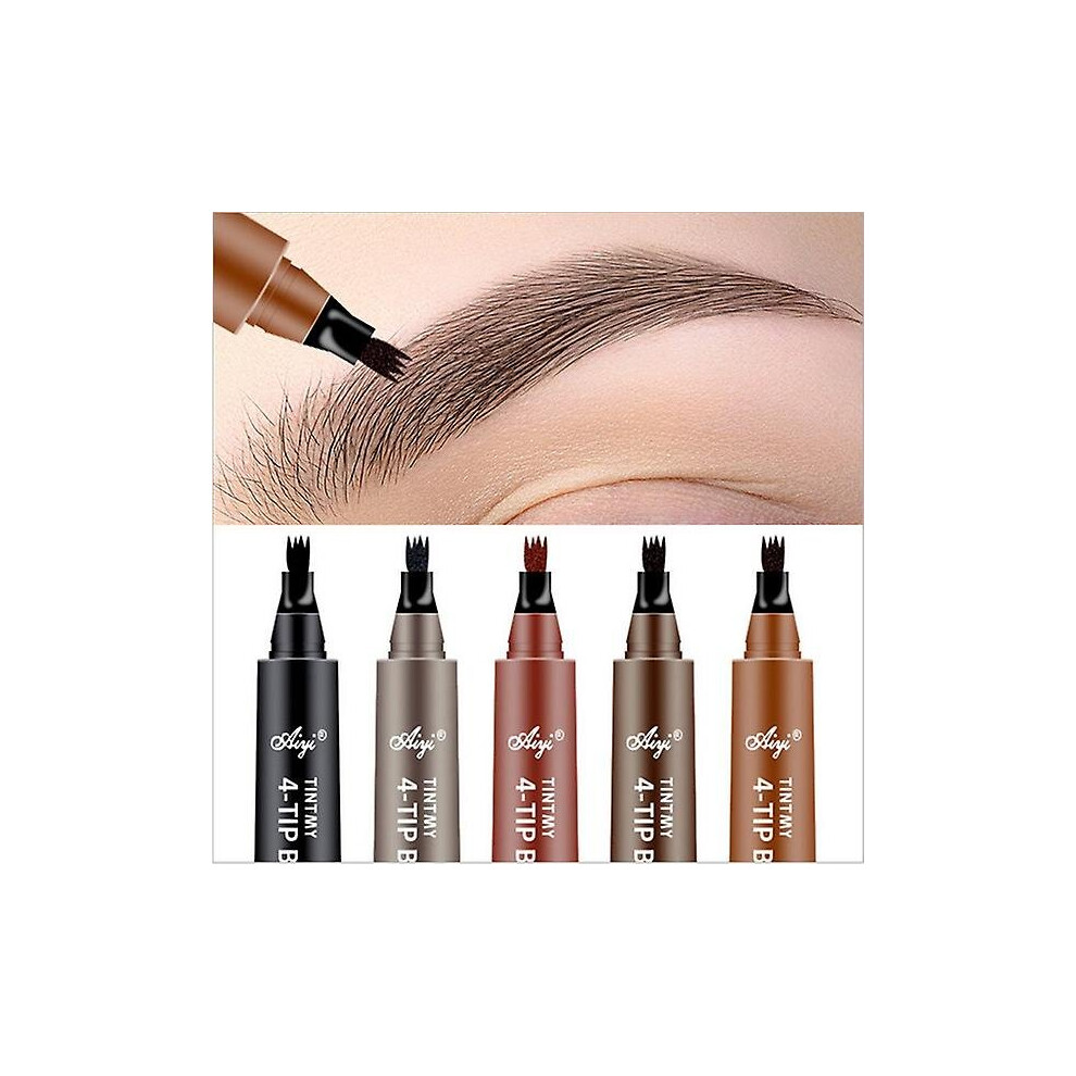 5 Pack Tattoo Eyebrow Pen Waterproof 4 Fork Tip Liquid Pencil Eyeliner Brown Pen