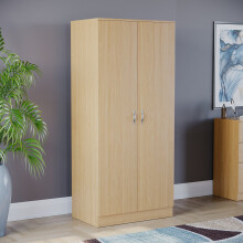 (Pine) Riano 2 Door Wardrobe Hanging Rail Shelf Storage
