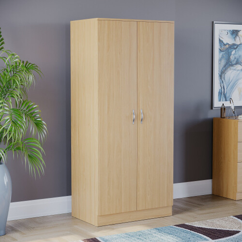 Home Discount (Pine) Riano 2 Door Wardrobe Hanging Rail Shelf Storage
