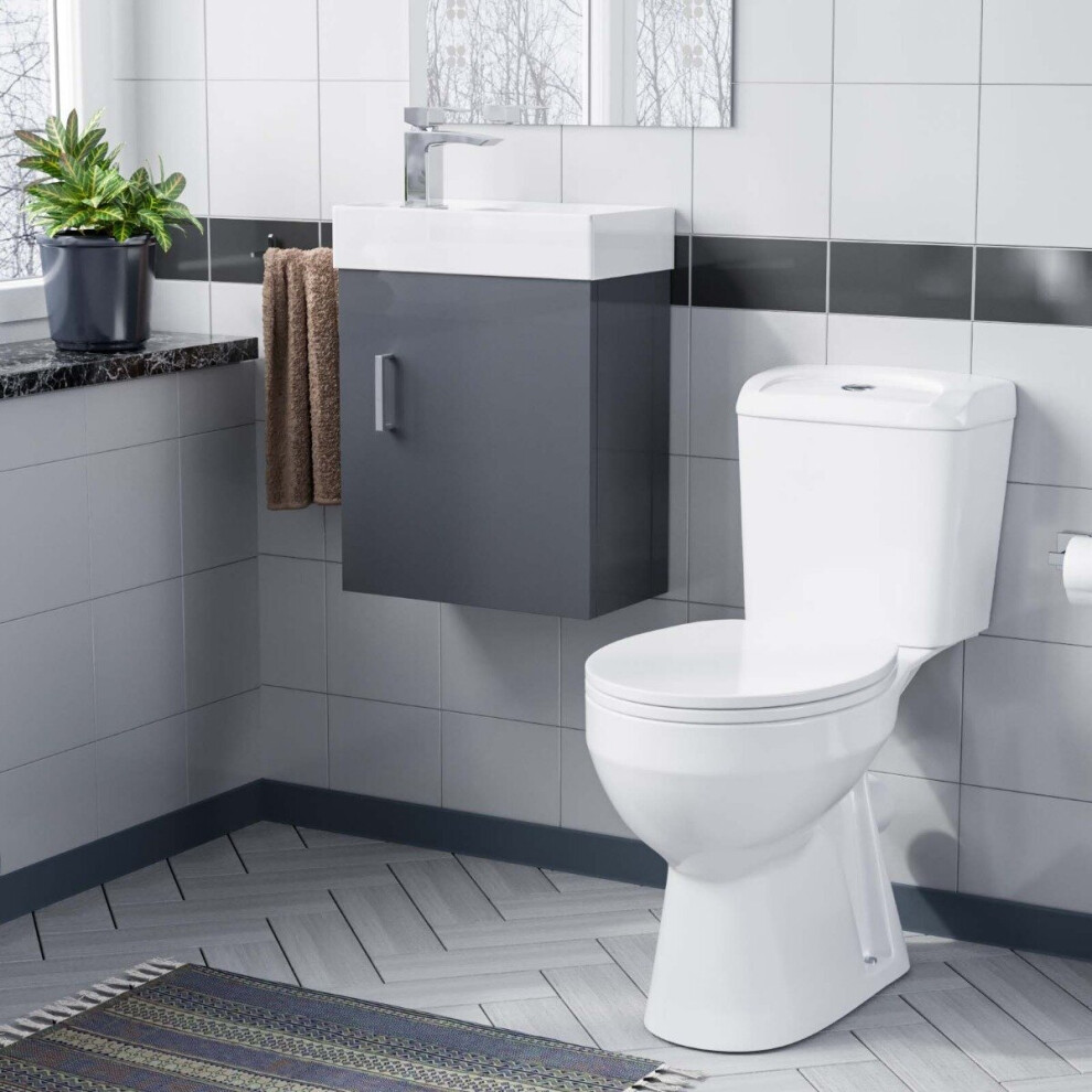 Nes Home Nanuya 400Mm Wall Hung Vanity Unit And Toilet Pan Grey