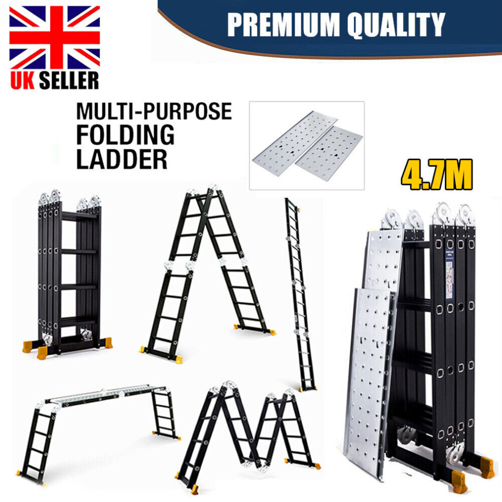 14IN1 Folding Ladder Aluminium 4.7M Multi Purpose Combination Platform