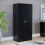Home Discount (Black) Riano 2 Door Wardrobe Hanging Rail Shelf Storage 1