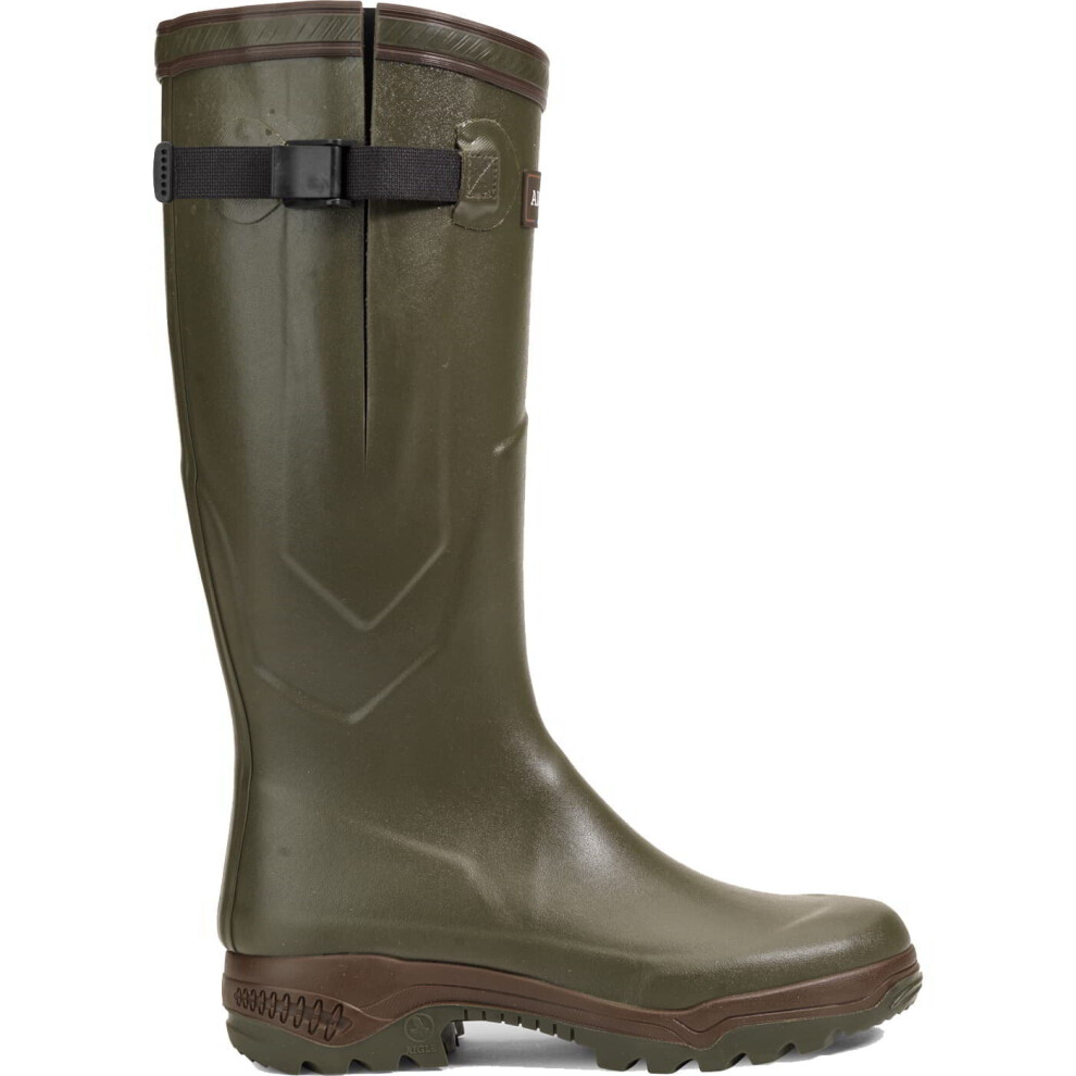 (Kaki, UK 7-7.5) New Aigle Parcours 2 Vario Mens Womens Adjustable Green Wellies Wellington Boots