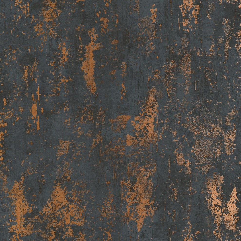 Nina Home Copper Metallic Marble Wallpaper Industrial Concrete Effect Black