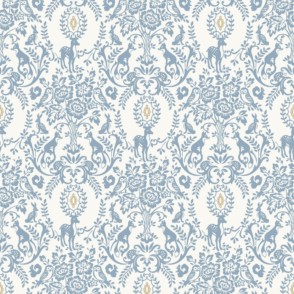 Natural Animal Wallpaper Grandeco Blue White Paste The Wall Textured Vinyl