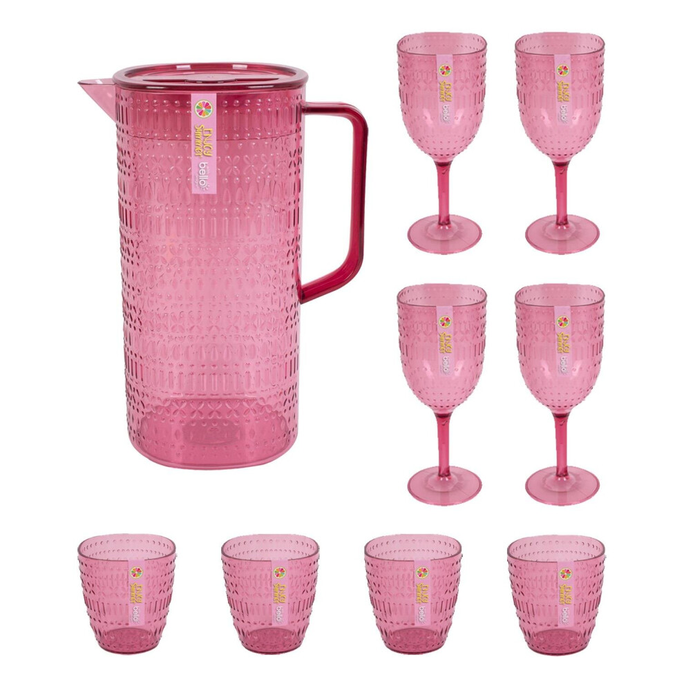 Pink Aztec Wine Goblets Tumblers Pitcher Reusable BBQ Summer Party Tableware