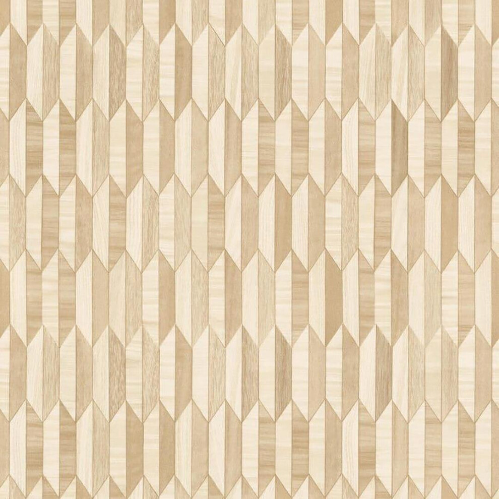 Geometric Wood Effect Wallpaper Grandeco Beige Paste The Wall Textured Vinyl