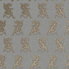 Rasch Charcoal&Gold Tiger Animal Print Motif Metallic Paste The Paper Wallpaper