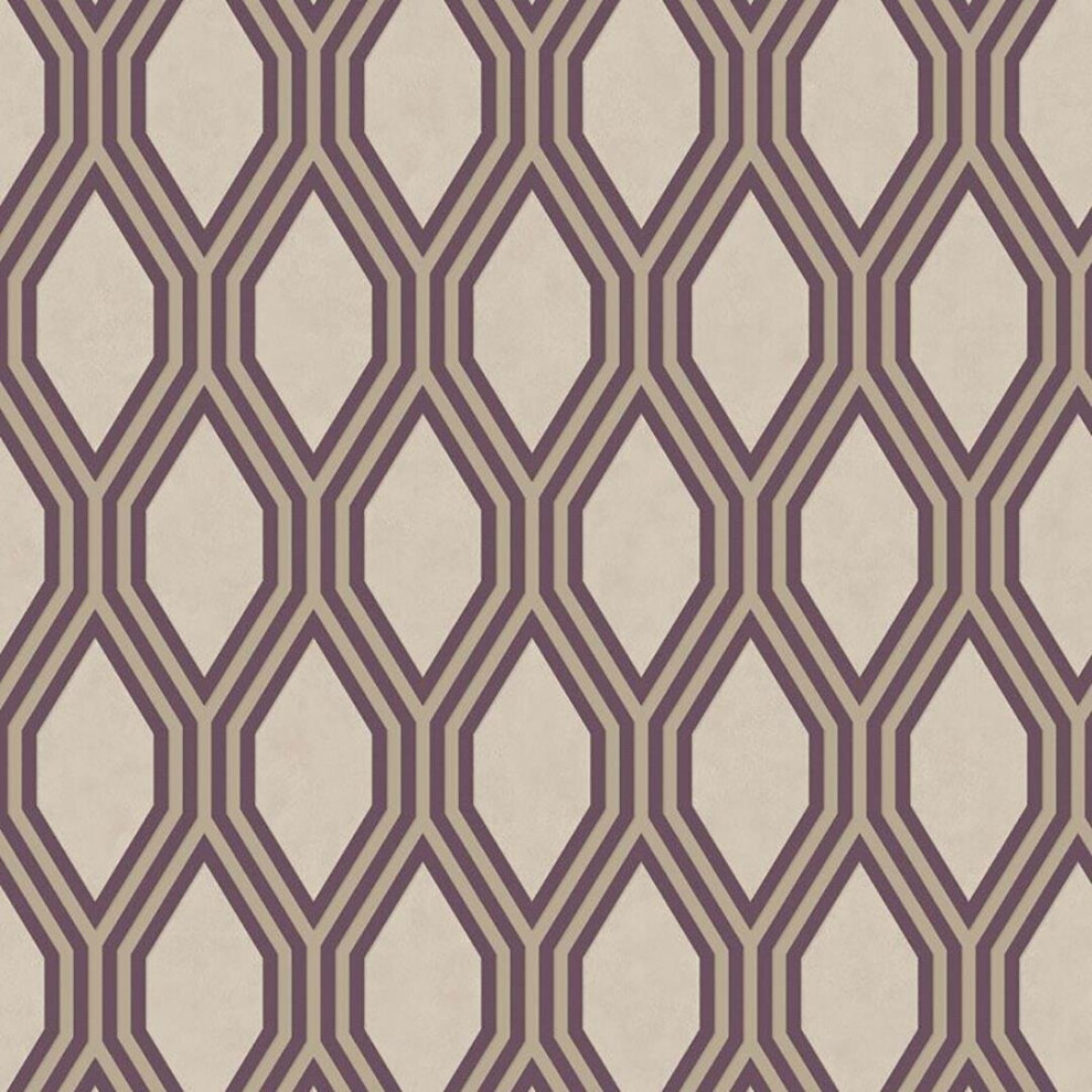 Purple Cream Trellis Wallpaper Fine Decor Geometric Metallic Paste The Wall